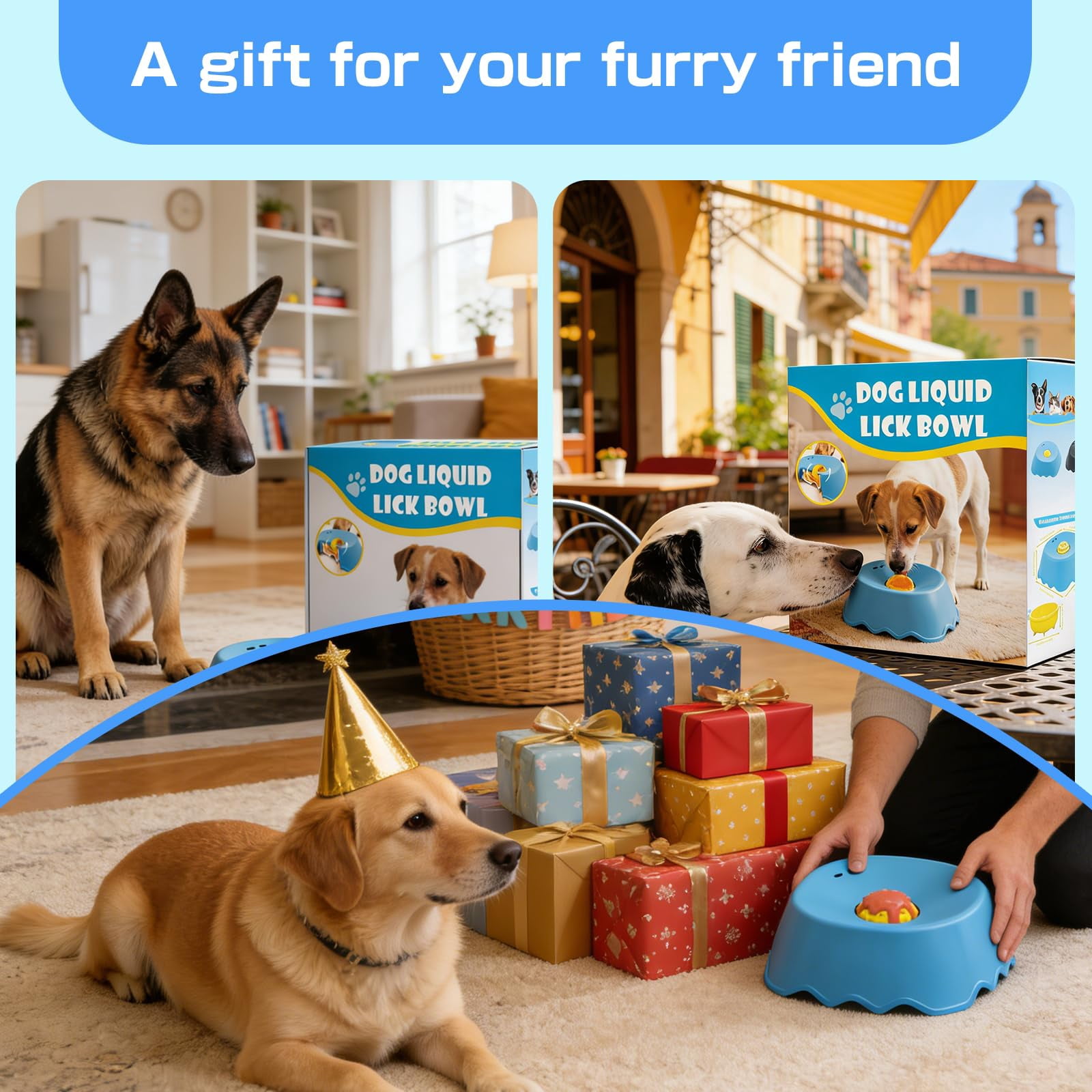 Lick and Roll Bowl, Slow Feeder Dog Bowls – Interactive Dog Licking Toy with Rolling Ball, Large Capacity Non-Slip Lick Bowl for All Dogs