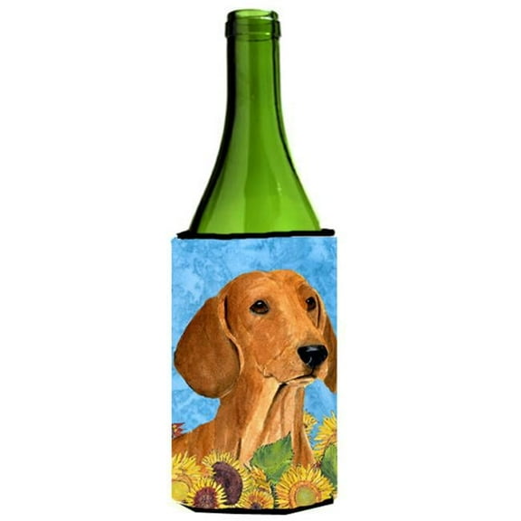 Dachshund In Summer Flowers Wine bottle sleeve Hugger - 24 oz.