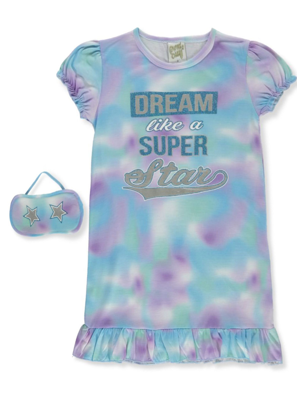 Sweet N Sassy Girls' Super Star Nightgown With Sleep Mask Set (Little