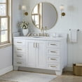thumbnail image 2 of Ariel Taylor 54 In. Oval Sink Bathroom Vanity With Carrara White Quartz Countertop 1.5 Edge In White, 2 of 11