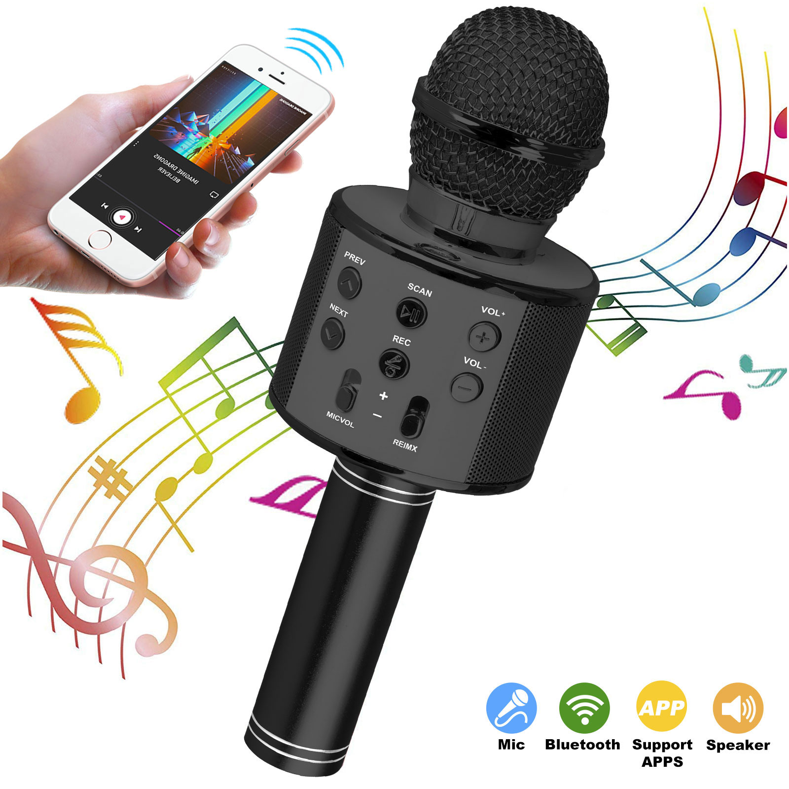 Wireless Microphone EEEkit Karaoke Bluetooth Microphone For Kids 