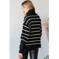 thumbnail image 4 of Heavy Knit Striped Turtle Neck Knit Sweater, 4 of 5