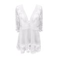thumbnail image 4 of WILLBEST Trajes de Baño Para Mujer Con Falda, Vestido Informal de Verano Para Mujer, Cuello En V, Encaje Ahuecado, Vestido de Playa, Vestido de Bikini Para Fiesta de Vacaciones En El Resort, 4 of 5