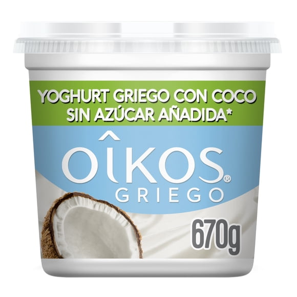 Yogurt griego Oikos sin azúcar añadida deslactosado coco 670 g
