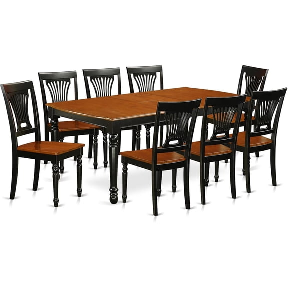 HomeStock 9 Pc Kitchen Table and Chair Set with One Dining Table and 8 Kitchen Chairs in A Black and Cherry Finish, Modern Dining Table Set