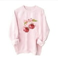 thumbnail image 5 of YUGYXL Pink Cherry Bow Print Sweatshirt Cute Pullover Tops Trendy Crewneck Long Sleeve Sweater Oversized Sweatshirt B Pink XL, 5 of 7