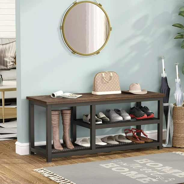 Tribesigns Industrial Shoe Bench, 3Tier Shoe Rack with