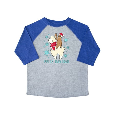 

Inktastic Feliz Navidad Cute Sloth and Llama with Snowflakes Gift Toddler Boy or Toddler Girl T-Shirt