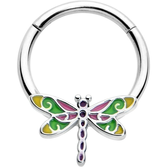 Body Candy 16G 3/8 Hinged Segment Ring - 316L Stainless Steel Seamless Cartilage Nipple Ring Dragonfly Nose Hoop for Women Men