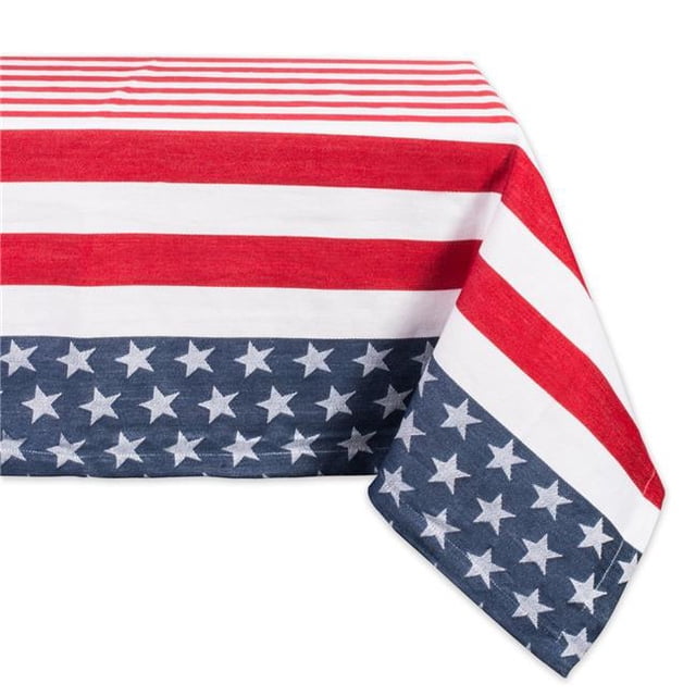 Design Imports CAMZ37422 60 x 104 Po Étoiles et Rayures Nappe