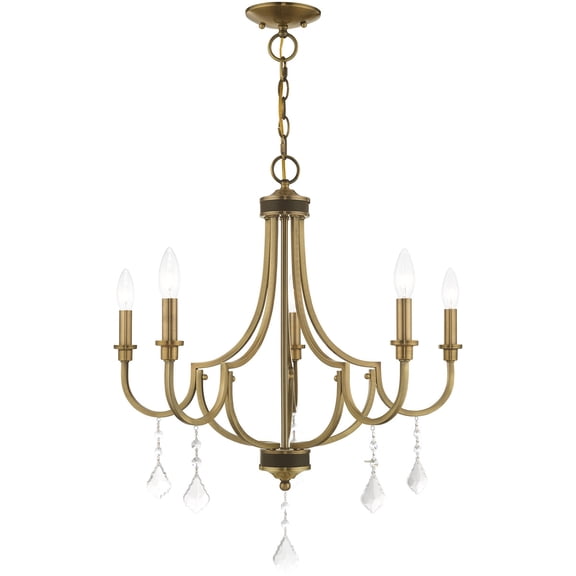 5 Light Antique Brass Chandelier with Steel base material