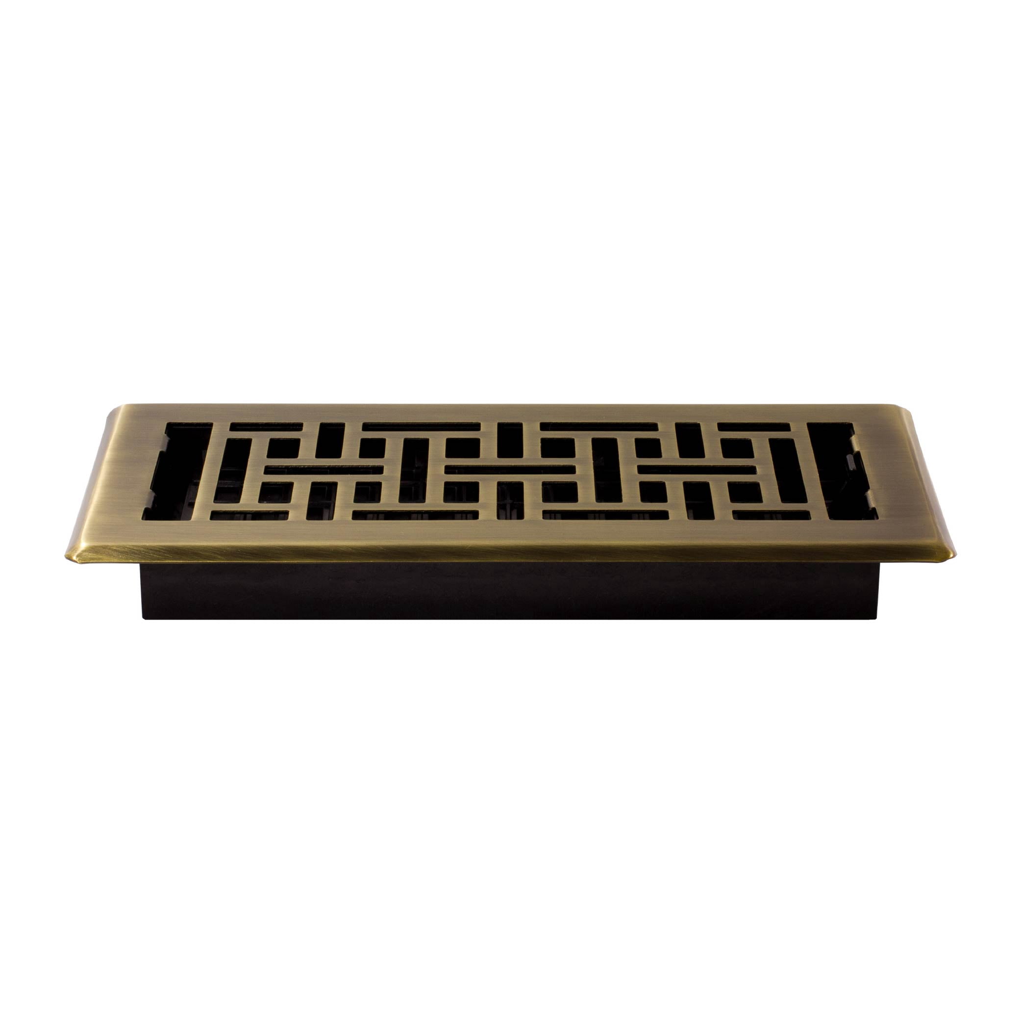 Decor Grates (4-Pack) 4x10 Oriental Floor Register Vent Cover, Adjustable Airflow Control, Antique Brass (AJH410-A)