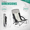 thumbnail image 7 of Sunnyfeel Folding Low Beach Chair, Breathable Mesh Lawn Chair with Detachable Cup Holder & Padded Armrests for Beach Camping Patio, 1 Pack, Black, 7 of 7