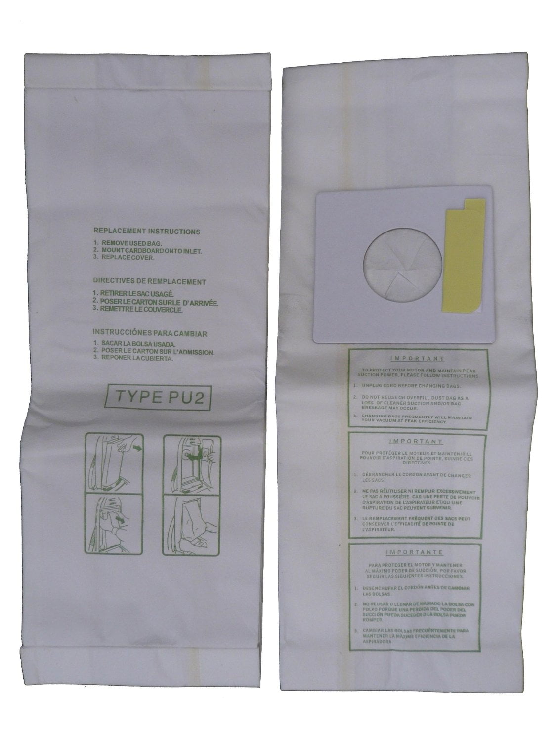 9 Pack 99.7% Filtration! Sharp Upright Type PU-2 Vacuum Bags 