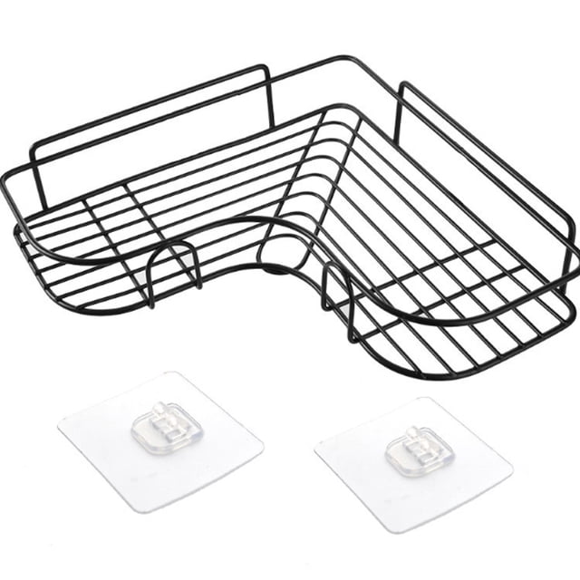 Adhesive Shower Caddy Corner Shelf, Hanging Bathroom Shelves Wall Mounted Shower Shelf, Non-Drilling Floating Shelf for Bathroom Organizer/Kitchen/Shower Organizer (1 Pack, Black)