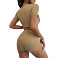 thumbnail image 5 of FUNUONY Womens Workout Sets 2 Piece - Seamless Yoga Outfits Shorts and Crop Top Matching Gym Athletic Clothing Set Two Piece Summer Outfits 2 Piece Sets Suspender Shorts Suit Yoga Sports Brown Xxl, 5 of 6