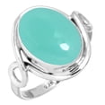 thumbnail image 1 of 925 Sterling Silver Ring For Women - Men Aqua Chalcedony Gemstone Silver Ring Size 9.5 March Birthstone Boho Silver Ring Size 9.5 Birthday Gift For Wife 925 Silver Gemstone Jewelry, 1 of 5