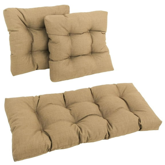 Blazing Needles Square Spun Polyester Outdoor Tufted Settee Cushions (Set of 3)