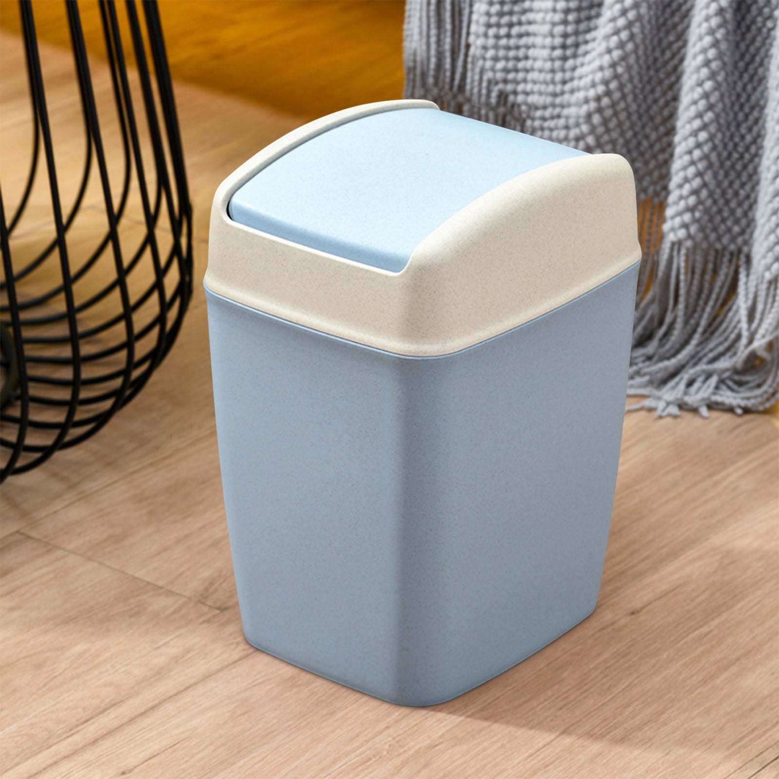 Kitchen Trash Can, Step-On Garbage Can with Lid, Tall Kitchen & Bathroom Trash Can, Small Office Waste Bin, Blue - Xuniizn