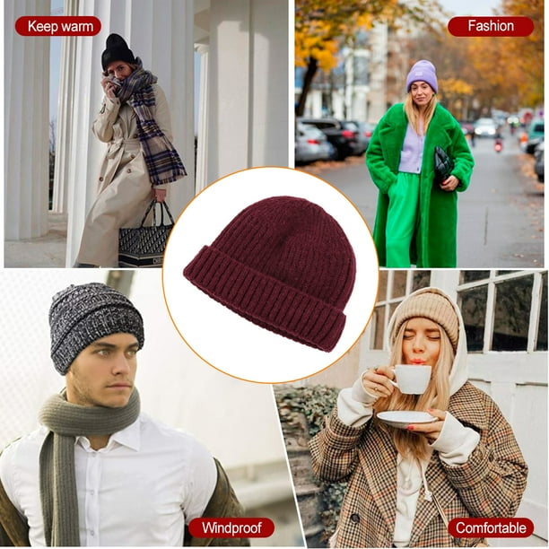 Sonducket Gorros de invierno de punto de melon gorros de proteccion de lana a la moda jersey informal gorro de Hip Hop accesorios para esqui y Sombreros rojo Sonducket AP010148 11 Bodega