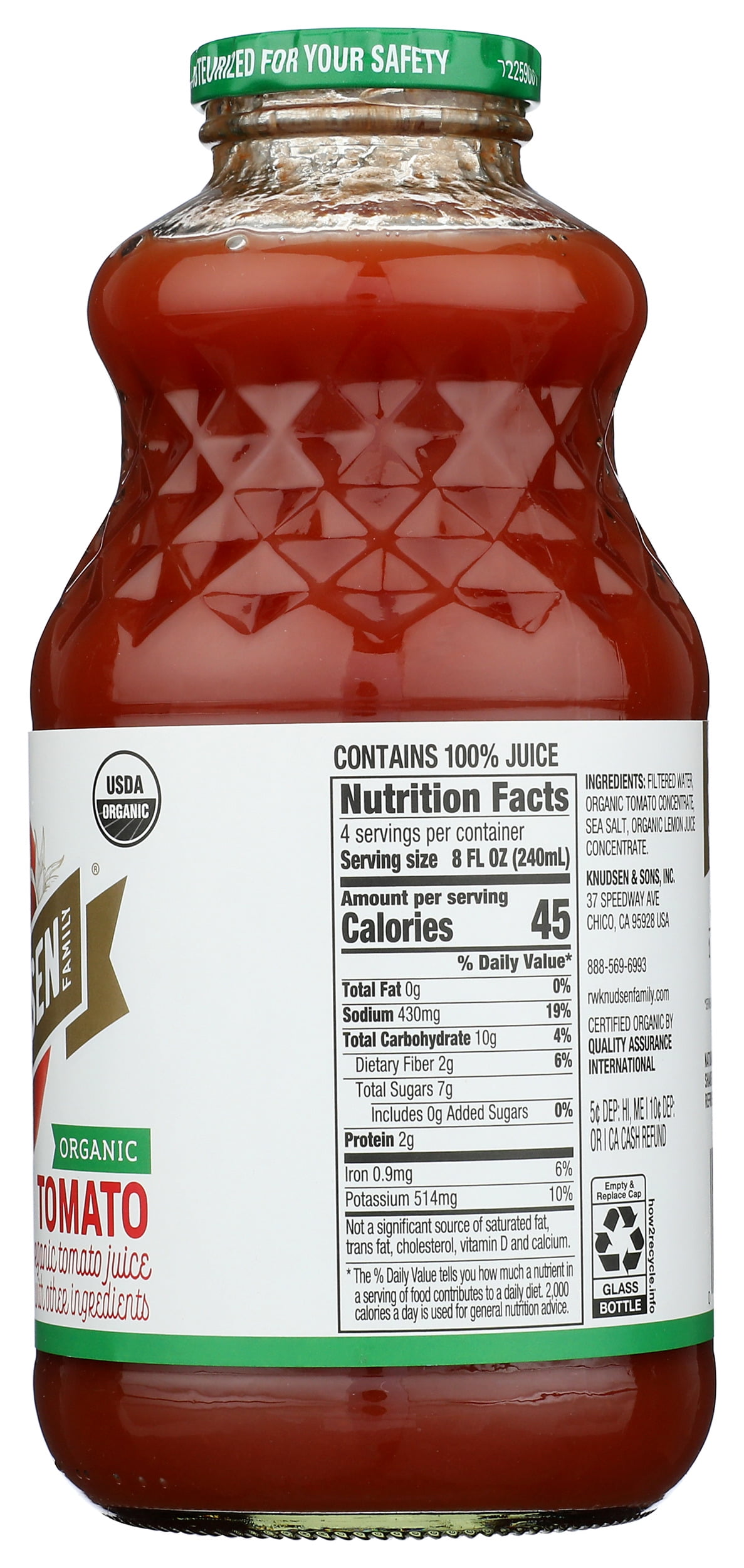 Knudsen Organic Tomato Juice, 32 Ounce - 6 per case.