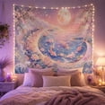 thumbnail image 2 of Nocturnal Swirling Circular with Pond Main Consists Fish, Mystical Fantasy for Space Lovers, Galaxy Room Decor, Mother'S Day Gift, Tapestry Wall Hanging for Bedroom and Dorm, 2 of 7