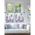 thumbnail image 4 of Sheer Curtains 45 Inch Length 2 Panels Set for Kitchen, Purple Flowers Semi Sheer Curtains for Windows, Butterfly Spring Floral Watercolor Farmhouse Voile Window Treatments Rod Pocket Curtain, 4 of 7