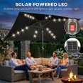 thumbnail image 3 of 6.5x10ft Rectangular Patio Umbrella with 20 Solar LED Lights, Black UV Resistant Polyester Canopy, Tilt Function & Crank Handle, Outdoor Market Parasol for Garden, Pool, Deck, 3 of 7