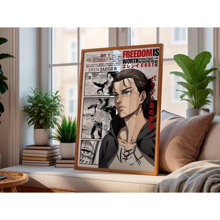 Eren Jaeger Attack On Titan Design, Anime Decor Gift For Fan Room – Size 24x36 Unframed Poster