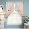 thumbnail image 6 of Pink Spring Floral Kitchen Window Curtains, Swag Curtains Valance for Bedroom Living Room Bathroom, Watercolor Summer Botanical Rod Pocket Window Treatment Curtain Block Drapes 2 Panels 36"x45", 6 of 9