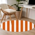 thumbnail image 5 of Burnt Orange Striped Large Area Rugs for Bedroom Living Room, Soft Non Slip Carpet Bedside Rug, Thanksgiving Orange White Stripes Round Floor Cover Kitchen Accent Rug 4' for Dining Room/Office, 5 of 9