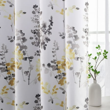 Room Darkening Thermal Insulated Panels, Yellow And Grey Blackout Curtains