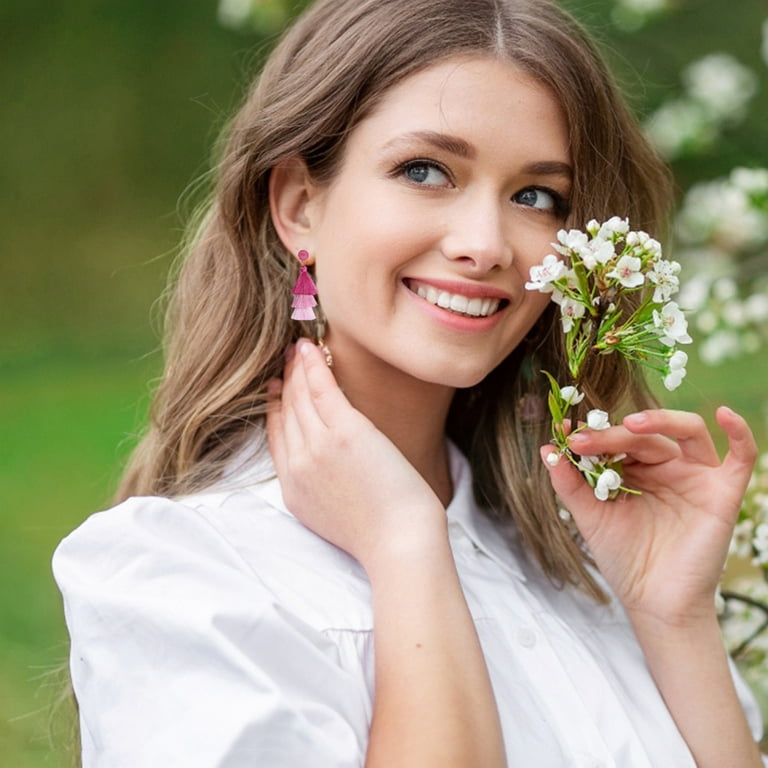 Bohemian Three Layer Tassel Earrings Simple Exaggerated Earrings Flat Back Stud Earrings Women s Jewelry Women s Stud Earrings Large Hoop Earrings for Women Earrings for Women Bulk Valentine Earrings ...