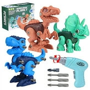 Toys for 3 4 5 6 7 8 Year Old Boys,Kids Toys Take Apart Dinosaur Toys for Kids Building Dinosaur Games Toy Set with Electric Drill Construction Engineering STEM Learning Birthday Gifts for Boys