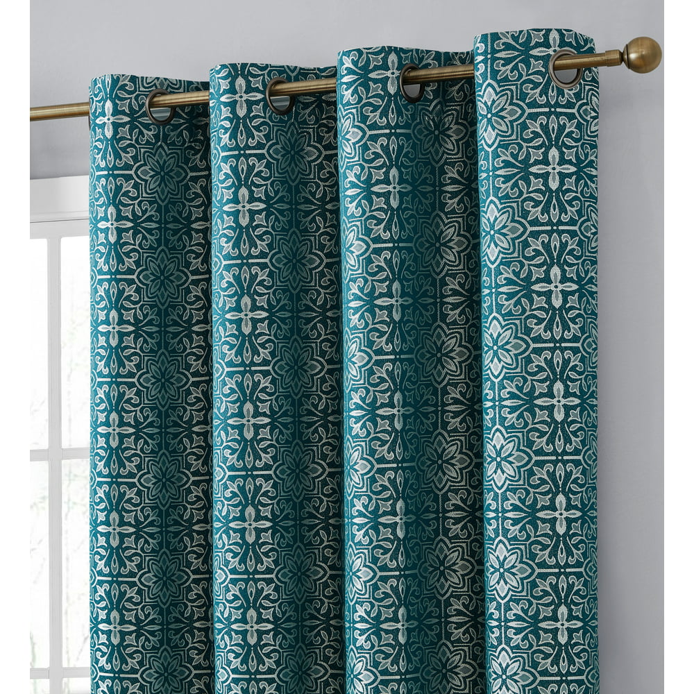 HLC.ME Polyester Blackout Grommet Curtain Set, Blue, 72 in x 52 in, Set ...
