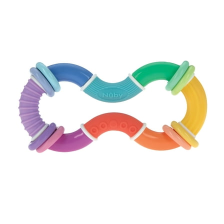 Nuby Twist-a-Ring Rattle Teether Toy for Babies, Multicolor