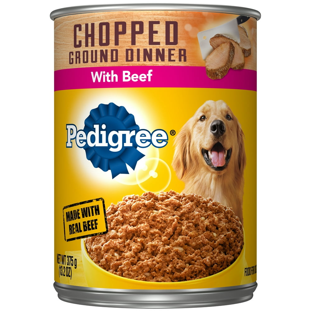 Pedigree Chopped Ground Dinner With Beef Adult Canned Wet Dog Food, 13.