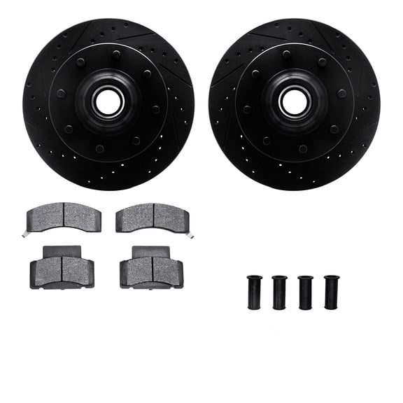 Dynamic Friction Company Front Brake Rotors-Drilled and Slotted-Black with 5000 Advanced Brake Pads includes Hardware 8512-48255