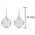 thumbnail image 4 of Contemporary Jerusalem Cross Symmetric Sterling Silver Dangle Earrings, 4 of 5