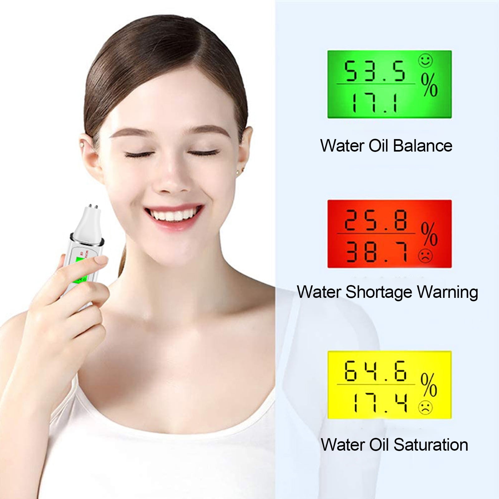 Face Skin Tester Portable Digital Skin Analyzer Moisture Water Oil