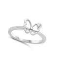 thumbnail image 4 of Open Wing Butterfly Animal Ring .925 Sterling Silver Band White Cubic Zirconia Jewelry Female Size 8, 4 of 4