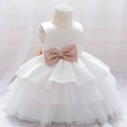 thumbnail image 7 of Girls' Party Dress Flower Wedding Dress Elegant Formal Dress Toddler Girls Net Yarn Embroidery Rhinestone Bowknot Birthday Party Gown Long Dresses Headband Suit 18-24 Months, 7 of 7