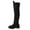 Black, variant on Lenago Winter Knee-High Boots for Women Chunky Block Boots with Side Zip Elastic Faux Leather Boots for Women Dress Boots Biker Motorcycle Riding Boots