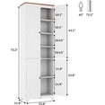 thumbnail image 3 of 72" Kitchen Pantry Cabinet, Freestanding Storage Cabinets, Tall Food Pantry with Doors and Adjustable Shelves, Utility Floor Cabinet for Kitchen Dining Room Living Room, White, 3 of 9