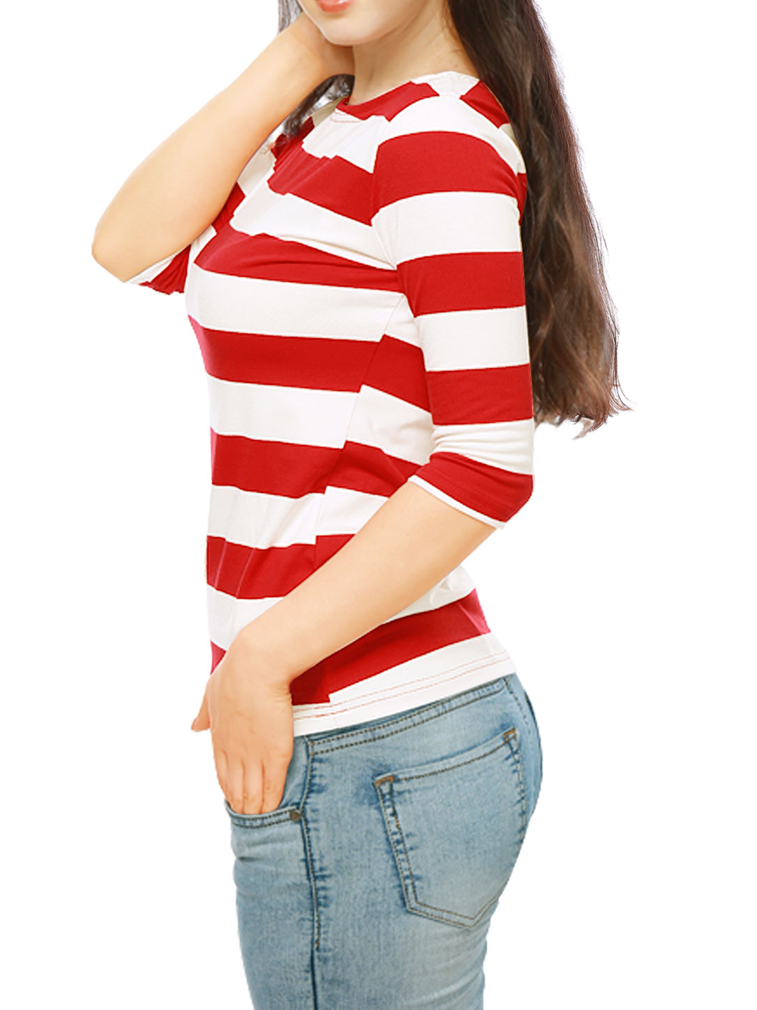 DARING DIVA Women's Halloween Costume Boat Neck Top T-Shirts L Red