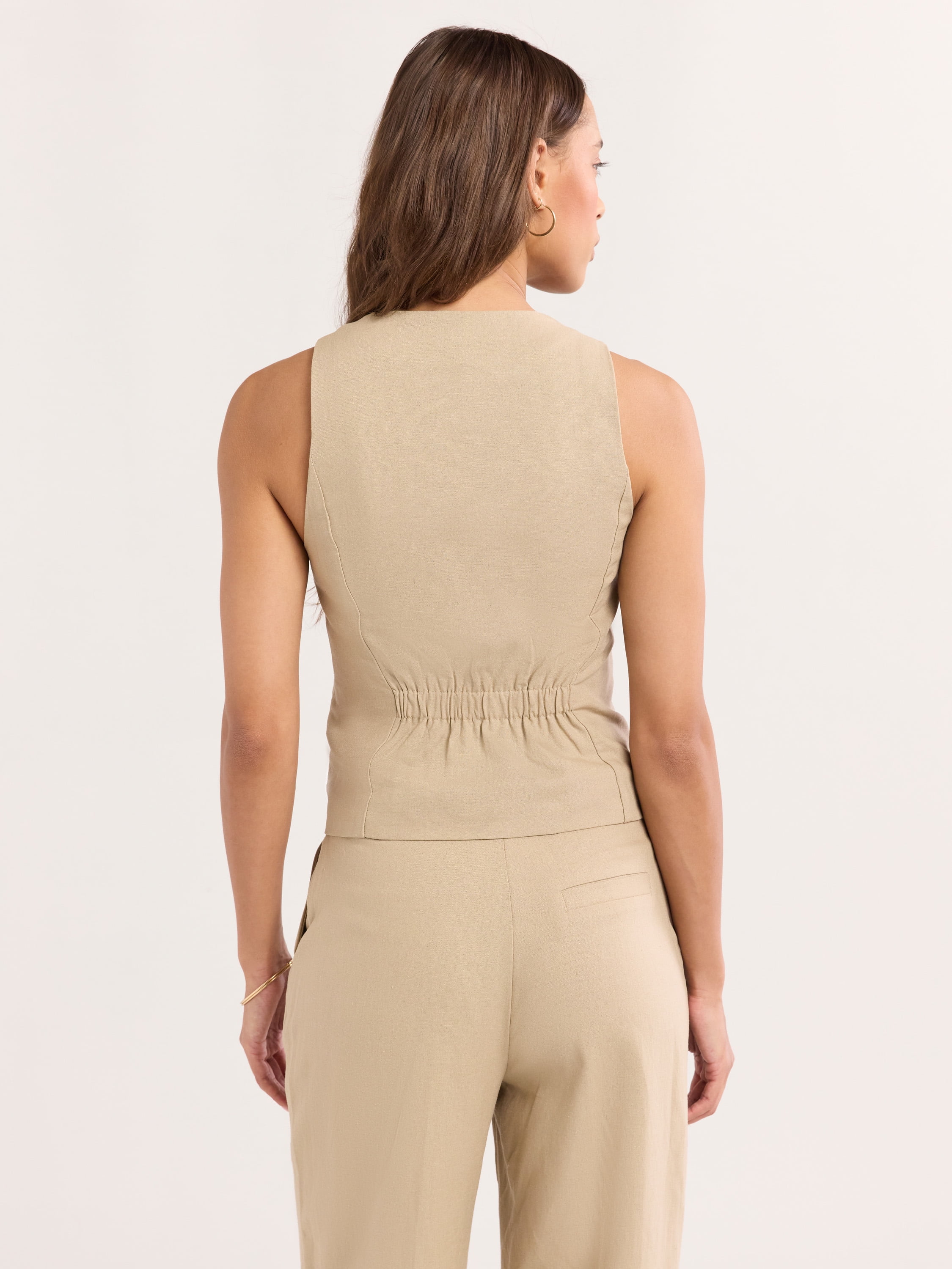 Sofia Jeans Women's Linen Blend Fitted Vest, Sizes XS-XXXL