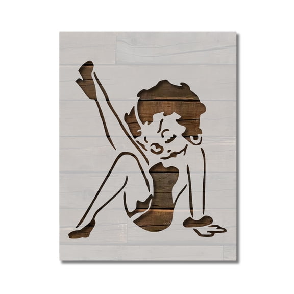 Betty Boop Leg Stencil Template Reusable 8.5 x 11 for Painting on Walls, Wood, Etc. By Stencilville