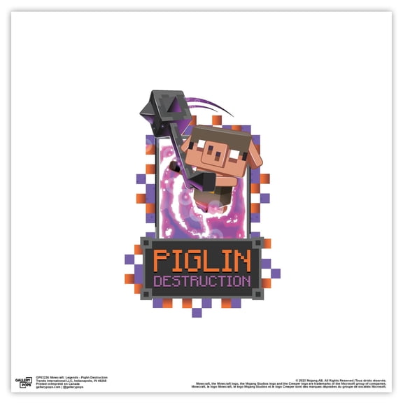 Gallery Pops Minecraft: Legends - Piglin Destruction Wall Art, Unframed Version, 12" x 12"