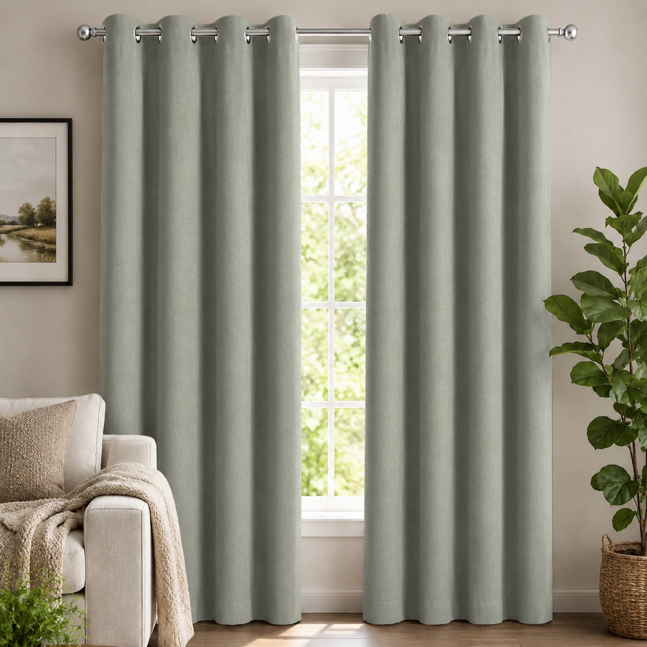 SOLARVEIL Paire de panneaux de rideaux en velours avec fermeture magnétique, 84 x 37 po, couleur sage