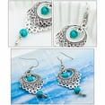 thumbnail image 4 of Moda Retro Estilo Étnico Hueco Pendientes de la gota de agua de color turquesa Bohemia Pendientes de borla Joyería, 4 of 8